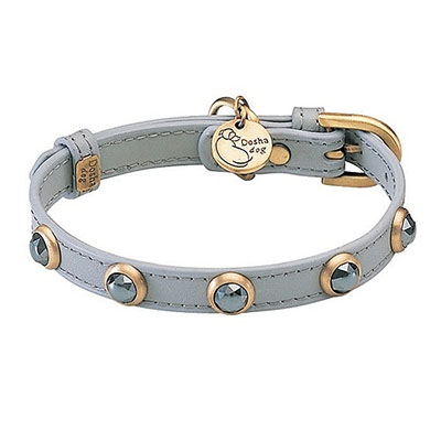 Pebbies Faceted Hematite Dog Collar On Gray_big